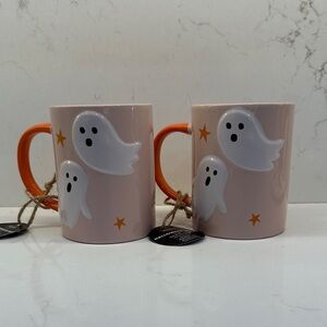 Ghost Themed Pink and Orange Mugs